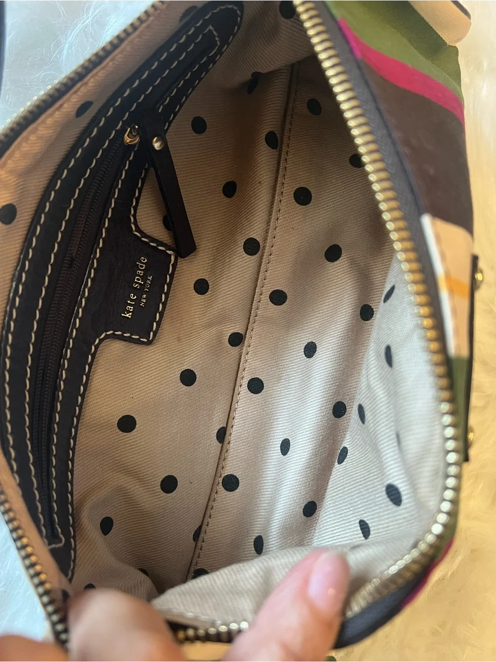 Y2K Kate Spade New York multi-color striped canvas baguette shoulder bag